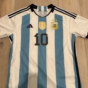 2022 Argentina World Cup Champions Home Jersey Messi Size Large